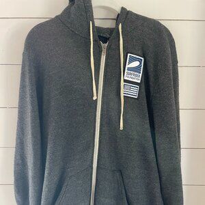 USOA Logo Embroidered Zip Up Hoodie – Black Heather (Surf Rider Hoodie)